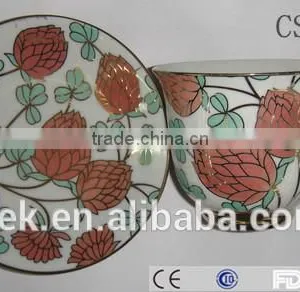 Flower Decorate Custom Printed Ceramic Tea Cup and Saucer thumbnail-2