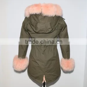 PK31 Winter New Style Parka Coat With Raccoon Fur Trim thumbnail-5