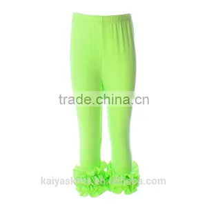 Hot Sale Baby Girl Lime Bodysuit Ruffle Pant Kids 3/4 Length Capri Wholesale Icing Pants thumbnail-1