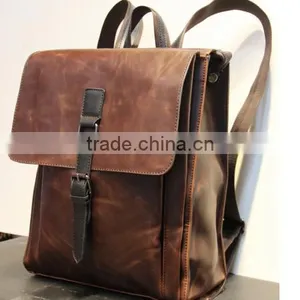 Men's Travel Hiking Bags Leather Military Backpack Bags thumbnail-1