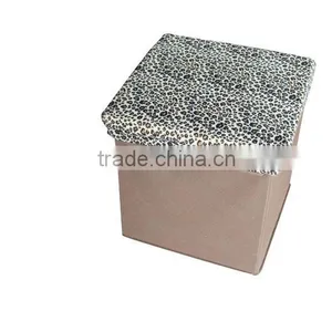 Very Useful!Leopard Suede Foldable Storage Ottoman thumbnail-1