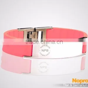 Noproblem P071 FDA Tourmaline Germanium Stainless Steel Energy Sports Fashion Magnetic Charm Silicone Bracelet thumbnail-5