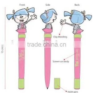 Girl Shape Polymer Clay Ball Pen thumbnail-1