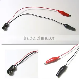 Molded 9 Volt Battery Snap With 9" Leads and Red / Black Alligator Clips thumbnail-1
