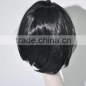 Students Short Black Wig With Two Braid N340 thumbnail-2