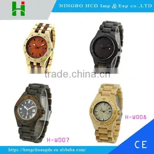 2016 High Quality Day Date Watch New Fashion Japan Movement Quartz Wooden Watch thumbnail-1