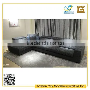 Classic Linen Fabric Corner Sofa Design Home Furniture Wooden Legs Recliner Sofa With Adjustable Headrest thumbnail-1