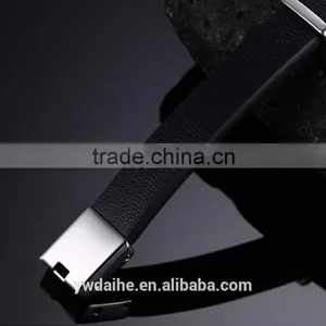 Daihe Stainless Steel&genuine Leather Bracelet for Men thumbnail-3