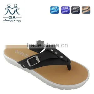 2016 Newest Style PCU Sole Fancy Flip Flop With Buckle Slipper for Lady thumbnail-1