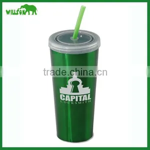 2016 Newest Double Wall Stainless Steel Straw Coffee Mug Factory Price Wholesale thumbnail-1