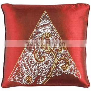 Pillow Case Cushion Covers Silk Art Fabric Painted TRIANGLE Painting THAILAND FLOWERS thumbnail-3