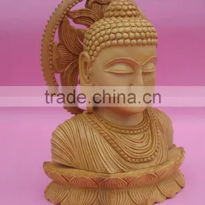 Wooden Handicraft Artisan Buddhism Sculptural Decore Gift Carving God Buddha Statue thumbnail-1