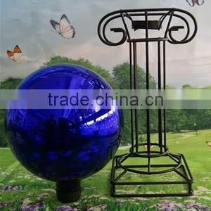 Hand Blown Glass Ball With Metal Stand,garden Globe, Large Plating Solid Color Ball thumbnail-2
