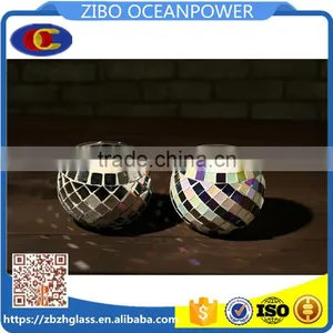 Mosaic Decor Glass Candleholder Glass Jar Colored Paster thumbnail-1