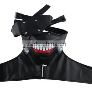 Hot Sale PU Anime Mask With Zipper Black Tokyo Ghoul Cosplay thumbnail-4