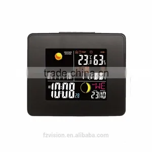 Durable RF Wireless LED Weather Station Clock Black With Backlight In/Outdoor Temperature Humidity With 3 Transmitters thumbnail-2