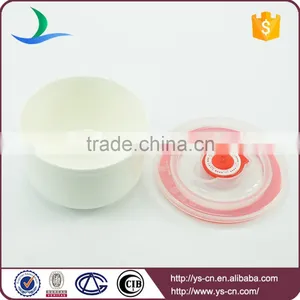 3pcs White Porcelain Ceramic Microwave Bowl Set With Lid thumbnail-4
