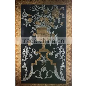 Solid Wood Carved Hanging Wall Painting, Elegant Decorative Painted Wooden Wall Picture, Classical Drawing Hanging Wall Art thumbnail-1