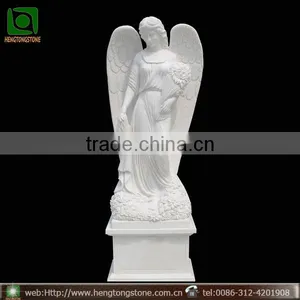 Hand Carved White Marble Angel Headstone Design thumbnail-1