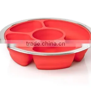 Silicone Collapsible Party Platter And Appetizer Server Tray With Lid thumbnail-1