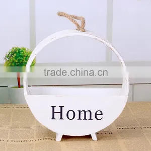 Antique Wooden Wall Hanging Round Flower Pots thumbnail-1