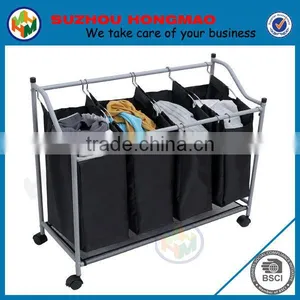 4 Compartments Chrome Laundry Sorter With Wheel thumbnail-1