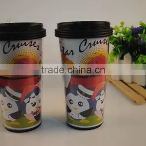 450ml BPA Free PP Plastic Cup White Coffee Mug With Lid thumbnail-1