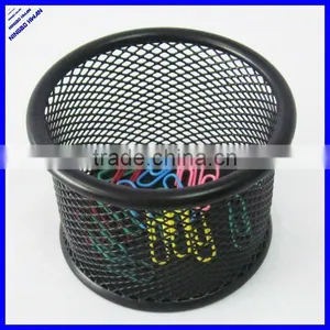 Round Black Metal Mesh Pen and Paper Clip Holder thumbnail-1