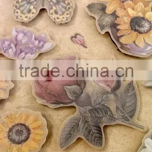 3D Elegant Lily & Sunflower & Butterfly Design Sticker, Decorative Glitter Sticker With Color Gems/Rhinestone thumbnail-5