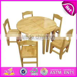 High Quality School Furniture Natural Wood Kindergarten Table and Chairs for Sale W08G209 thumbnail-3