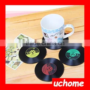 UCHOME Retro Vinyl Record Round Silicone Coasters Record Cup Mat Drinks Coasters Cup Mat Coaster thumbnail-1