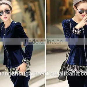Fashion Women's Lace Ladies Velour Tracksuit thumbnail-2