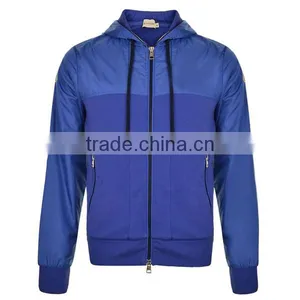 Cotton Polyester Mens Zipper Plain Royal Blue Hoodie thumbnail-2