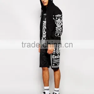 Sleeves Printed Custom Black Zip up Hoodie thumbnail-2