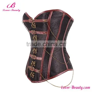 Cheap Brown Buckle up Women Steampunk Witch Corset thumbnail-2