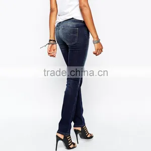 Plain Straight Latest Design Jeans Pants for Girl Washed Custom thumbnail-2