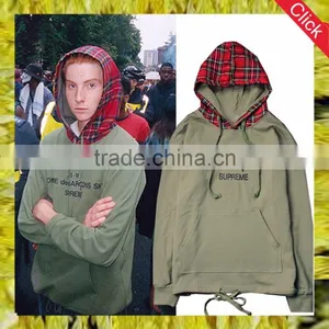 Wholesale Fashion Custom Xxxxl High Quality Oem Hoodies Men Red Plaid Hooded Pull Over 100 Cotton Hoodies thumbnail-1