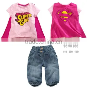 Baby Supergirl Summer Clothing Suits Fashion Girls Outfits Baby Sets Supergirl Clothes thumbnail-1