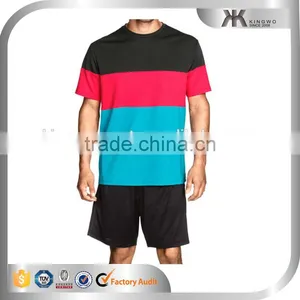 Custom Black Mesh Dry Fit Sportswear Striped Man Running t Shirt thumbnail-2