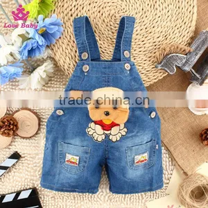 2015 Wholesale Baby Denim Short Pants Overalls Kids Strap Jeans Pants thumbnail-1
