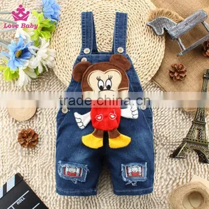 Stylish Animal Pattern Baby Denim Short Pants Overalls Kids Strap Jeans Pants thumbnail-1