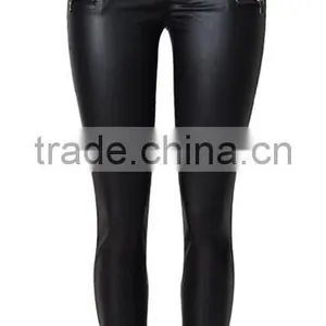 EY0172P Autumn Fashion Casual Long Pencil Pant Trousers High Waist PU Leather Women Pants thumbnail-3
