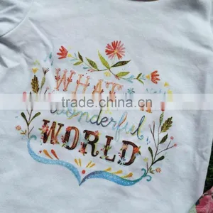 Girls Summer Outfits Baby Girls Boutique Clothing Girls Waht a Wonderful World Outftitsd Children Summer Clothing With Headband thumbnail-4