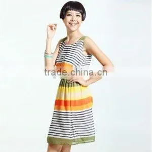 Newest Wholesale Sleeveless Elegant Stripe Dress thumbnail-1