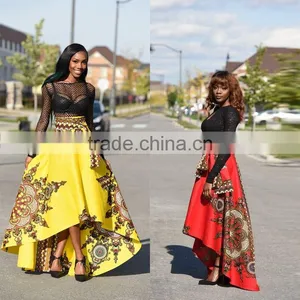 Walson 2017 New Trend Floral African Print Party Wear Bubble Women Long Skirt With Kurti thumbnail-1
