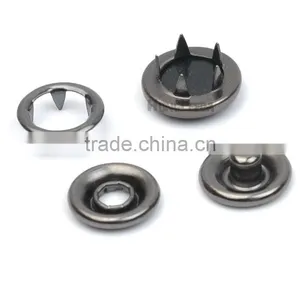 Metal Brass 12mm 4 Part Buttons Black Pearl Prong Snap Button Fastener Black Nickle / Gun Metal Color #333 thumbnail-2