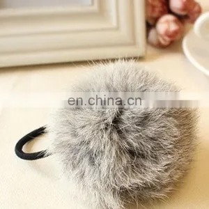 8cm Genuine Rabbit Fur Pompon Hairband Girl Lady Fur Pom Pom Elastic thumbnail-2