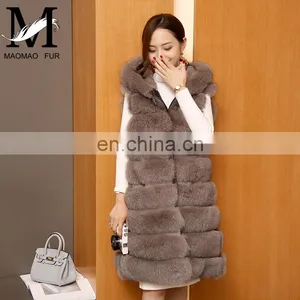 2015 Top Quality Lovely Fur Vests Women Outer Wear Vest Real Blue Fox Fur Coat China thumbnail-2