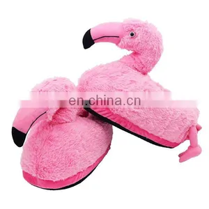 Beautiful Pink Plush Soft Flamingo Shoes 2017 Custom Cartoon Stuffed Plush Girl Flamingo Slippers thumbnail-5