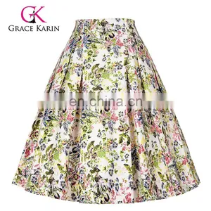 Grace Karin Occident Women's Vintage Retro 50s Floral Pattern Cotton Skirt 9 Patterns CL008925-5 thumbnail-1